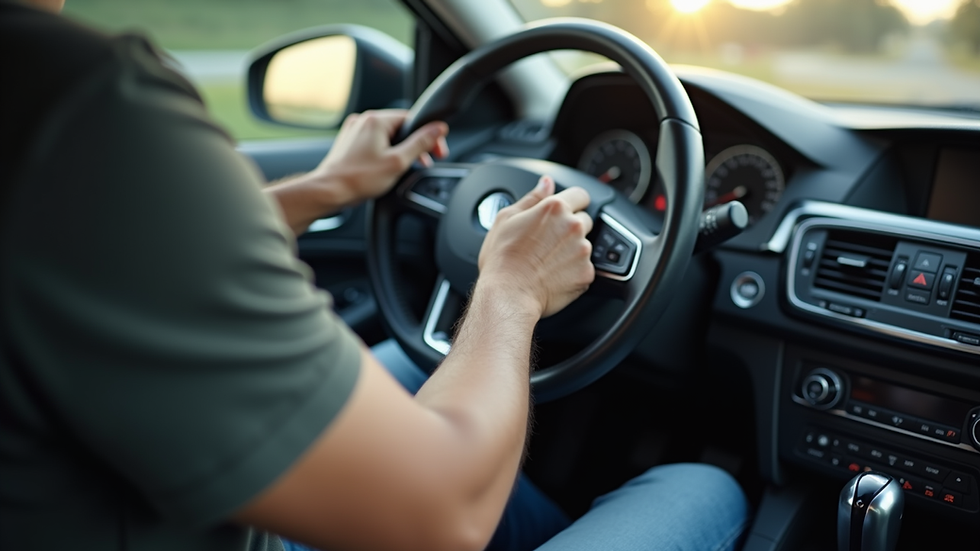 Close-up of a driving instructor explaining gear shift in an automatic car