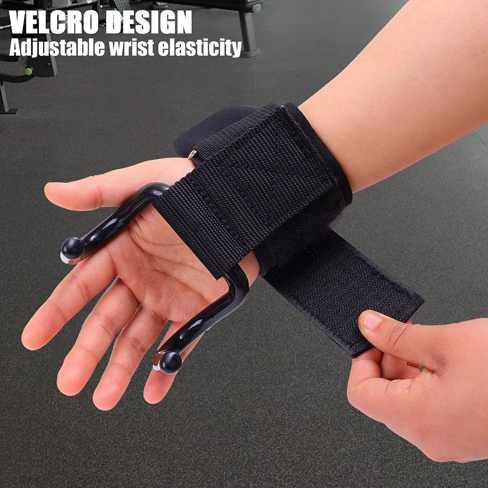Thumbnail: Weight Lifting Hook Grips With Wrist Wraps Hand-Bar Wrist Strap Gym Fitness Hook