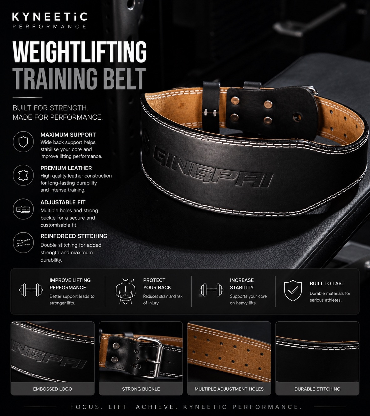 10cm Width Fitness Leather Belt Squat Hard Pull Waist Training Sports Waist Prot
