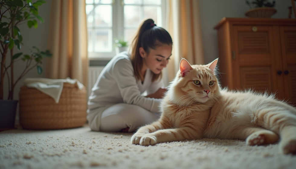 Child and cat sitting on a bed together