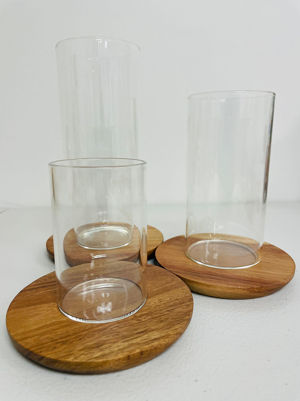 Thumbnail: Set of 3 - Clear Cylinder Glasses for wedding centerpieces, home office decor