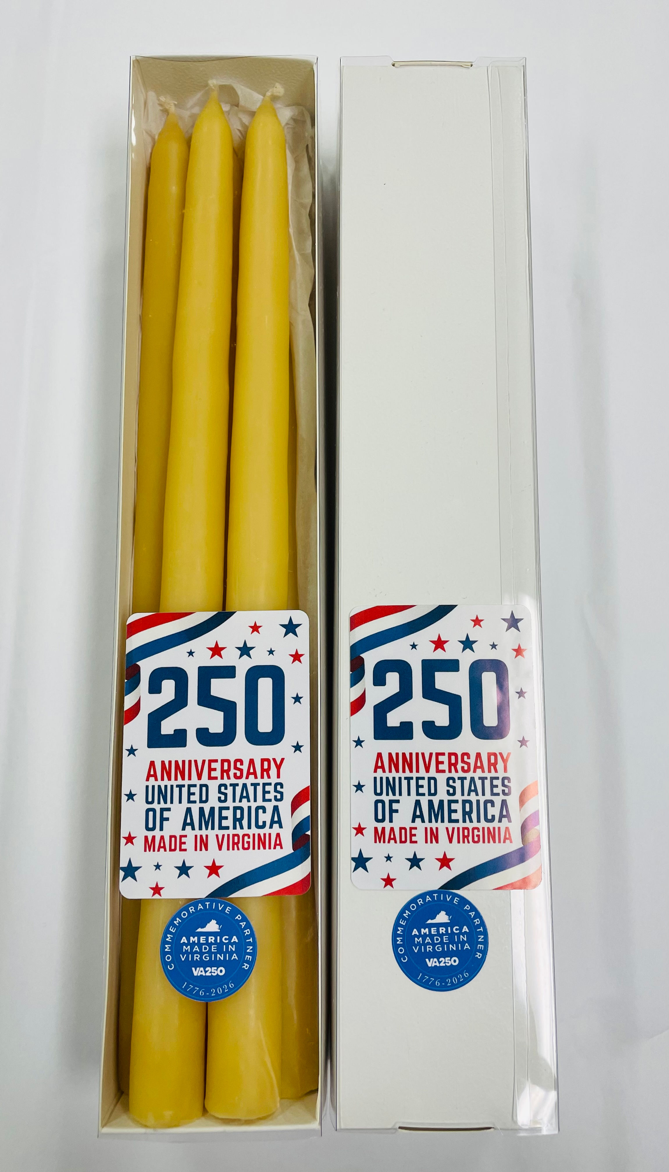 Virginia Commemorative Taper Candle - Organic Beeswax - American sourced