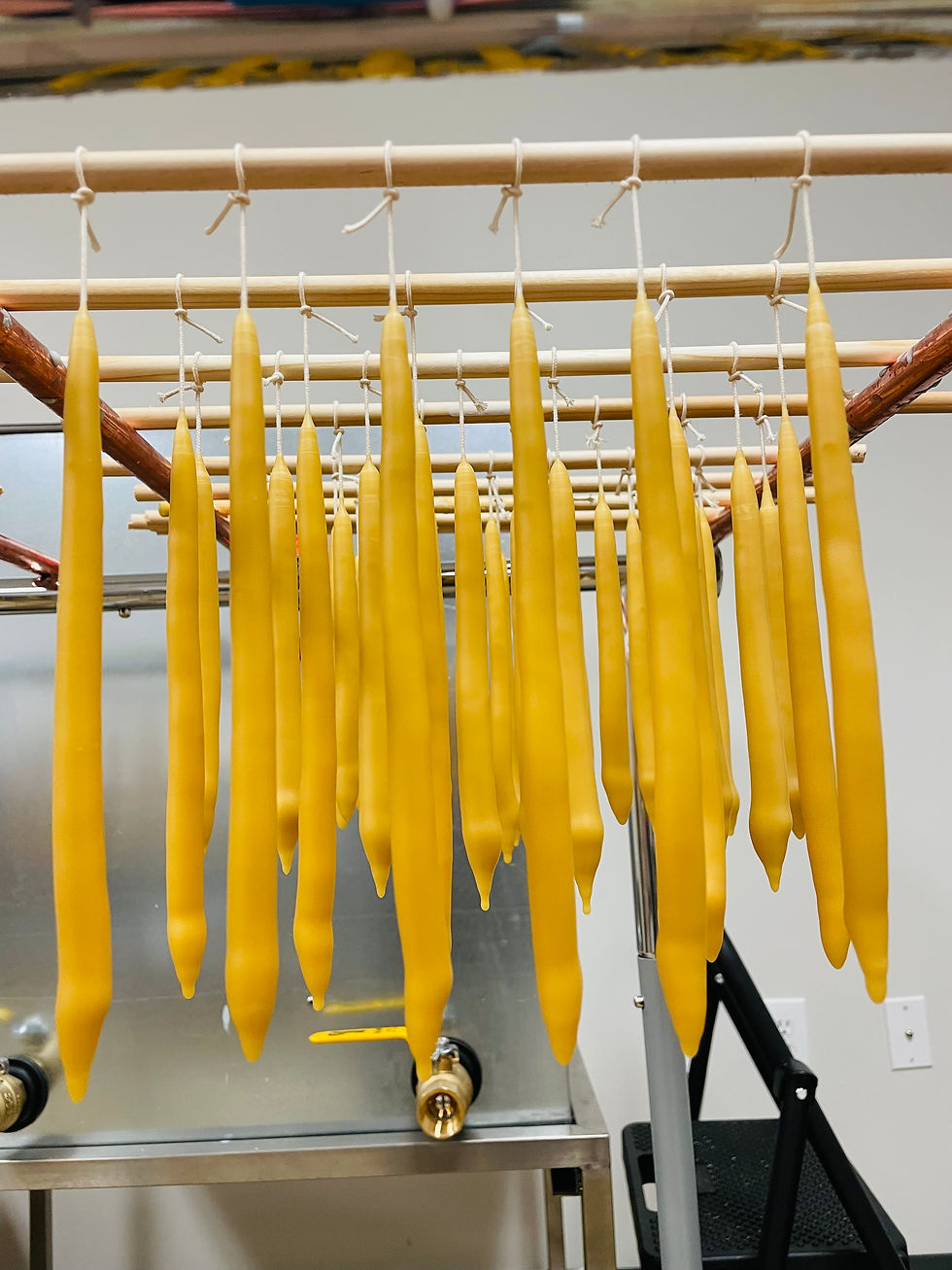 Thumbnail: 8 inches Organic dripless beeswax taper candles - unbleached cotton cored wick.