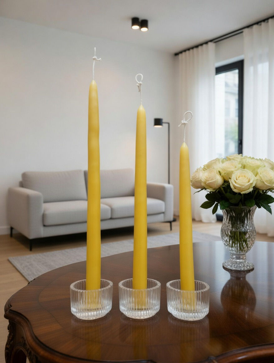 Thumbnail: 100pcs - Bulk Organic beeswax taper candles - hand-dipped - Made in USA