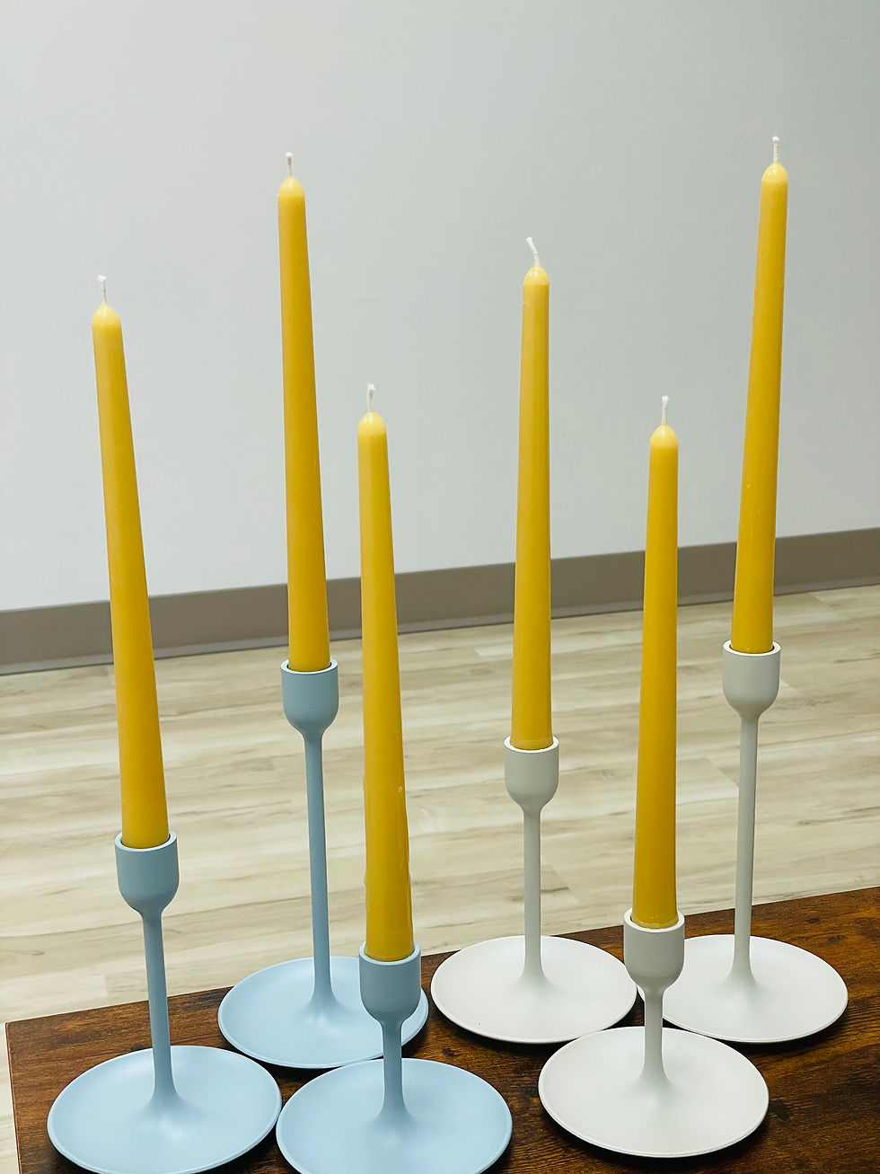 Thumbnail: 8 inches Organic dripless beeswax taper candles - unbleached cotton cored wick.