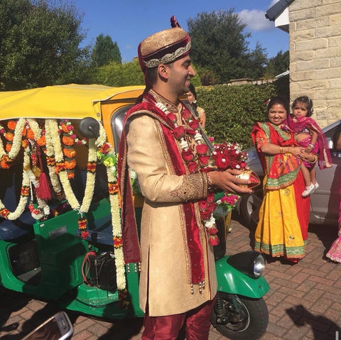 "Add a touch of authentic charm to your wedding with our Indian rickshaw and tuk-tuk hire, providing a vibrant and unique way for guests to arrive, or for the newlyweds to make a memorable and colorful entrance - Indian Tuk Tuk Hire Leicester