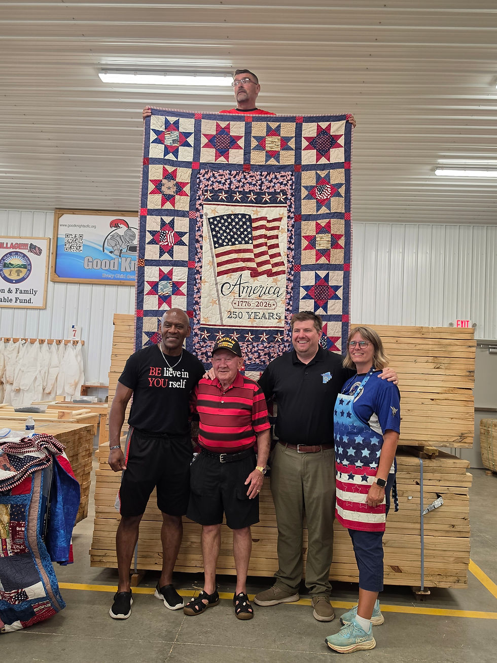 Presentation of 20 Twin Sized Quilts to Good Knights of Lorain County for local veterans