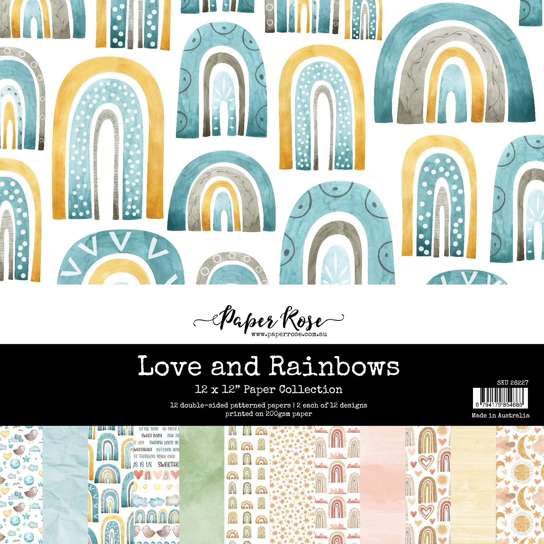 Paper Rose 12x12 Collection Love and Rainbows