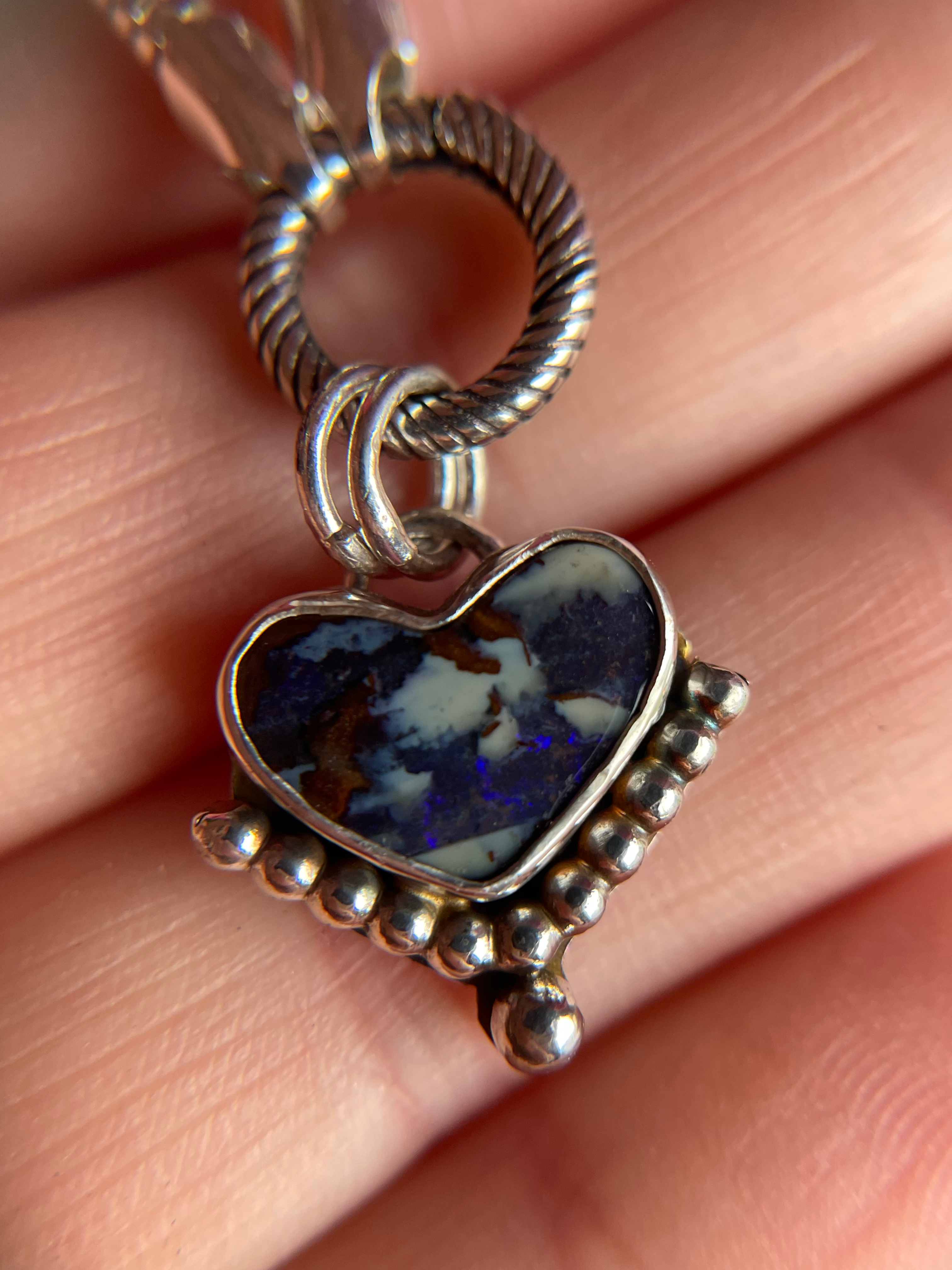 Storm Cloud Heart - Boulder opal charm 