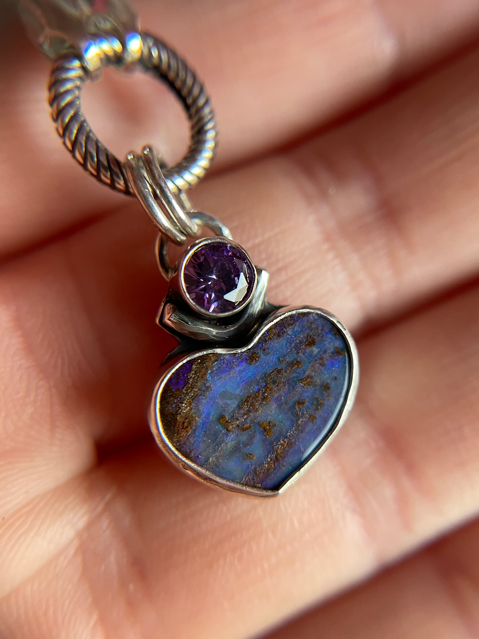 Thumbnail: Blurple Princess - Boulder opal and CZ charm 