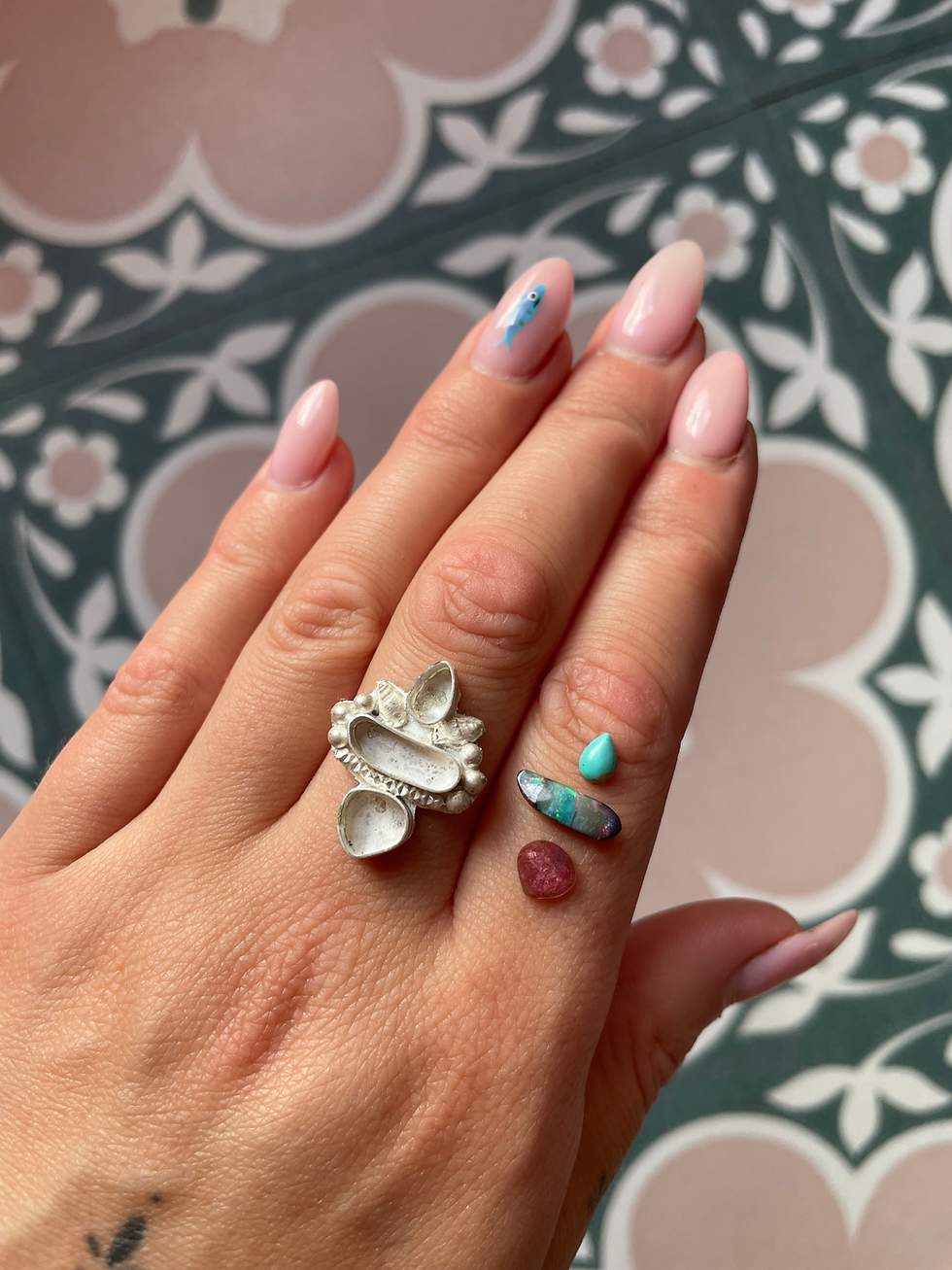 Thumbnail: Turquoise, opal and pink tourmaline MADE TO ORDER 