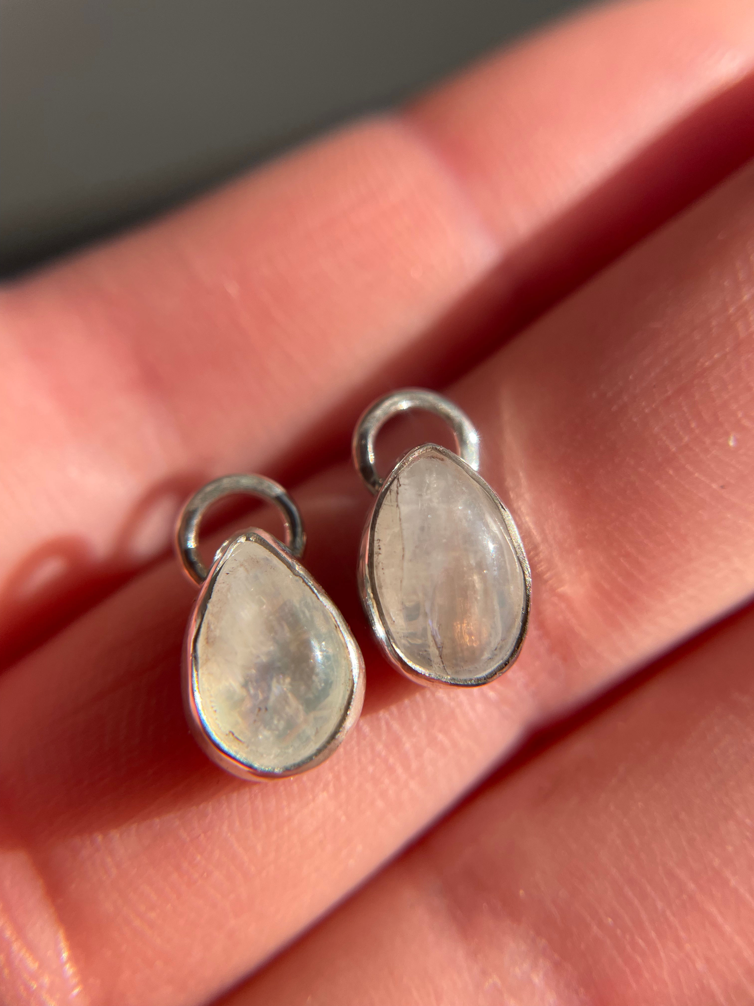 Rainbow Moonstone Hoop Charms