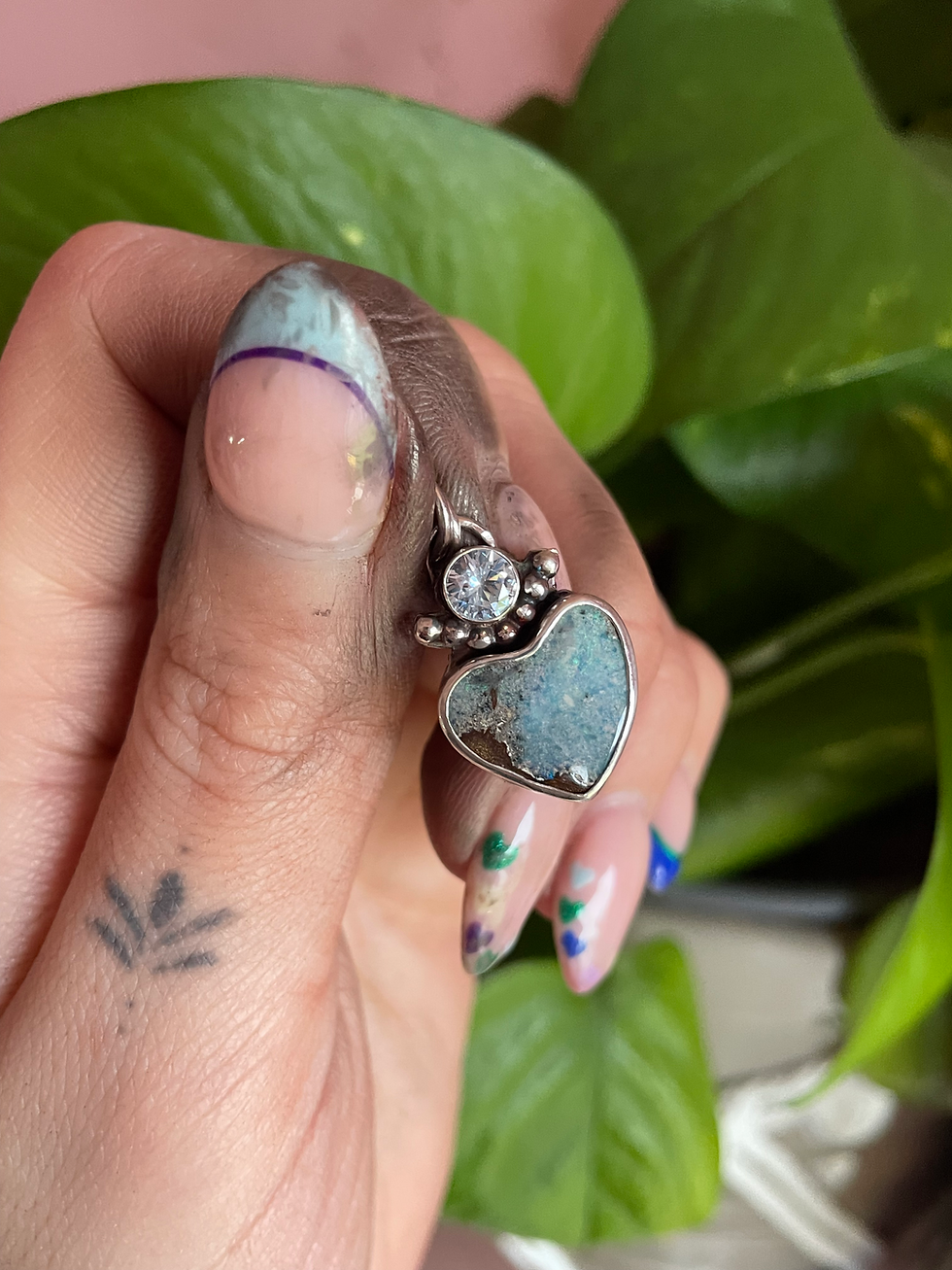 Thumbnail: Baby Blue - Boulder opal and CZ charm 