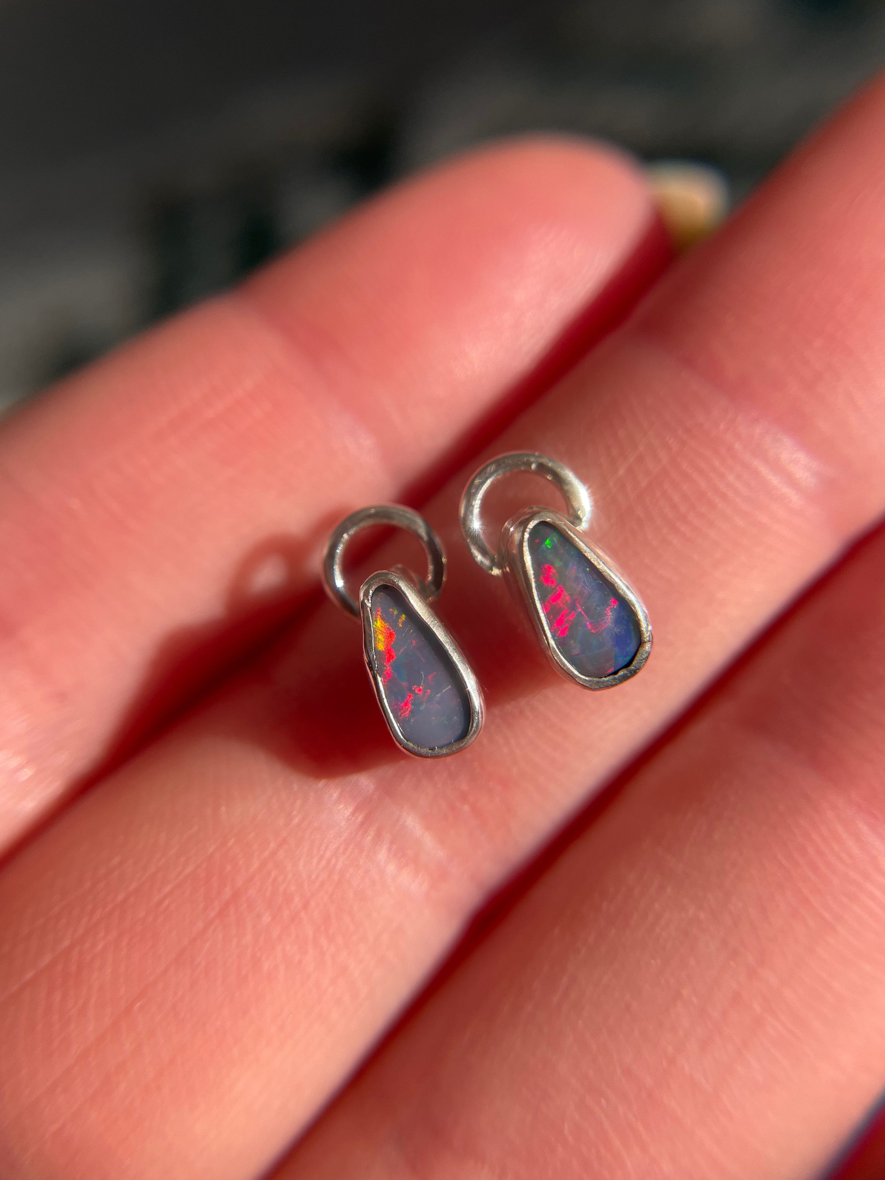 Opal Doublet Hoop Charms