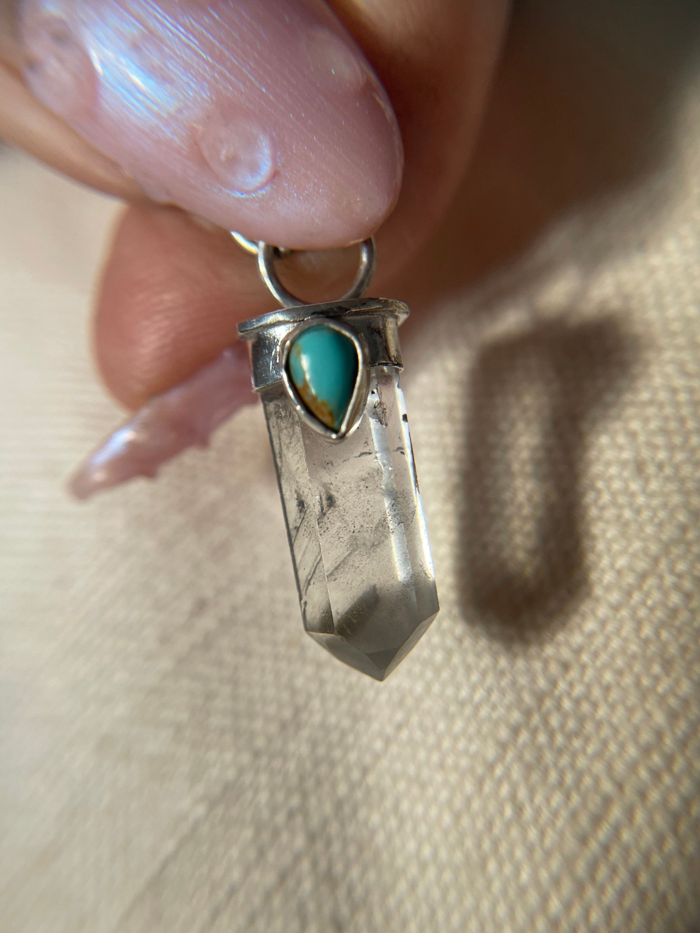 Turquoise & Phantom Quartz Point Necklace 