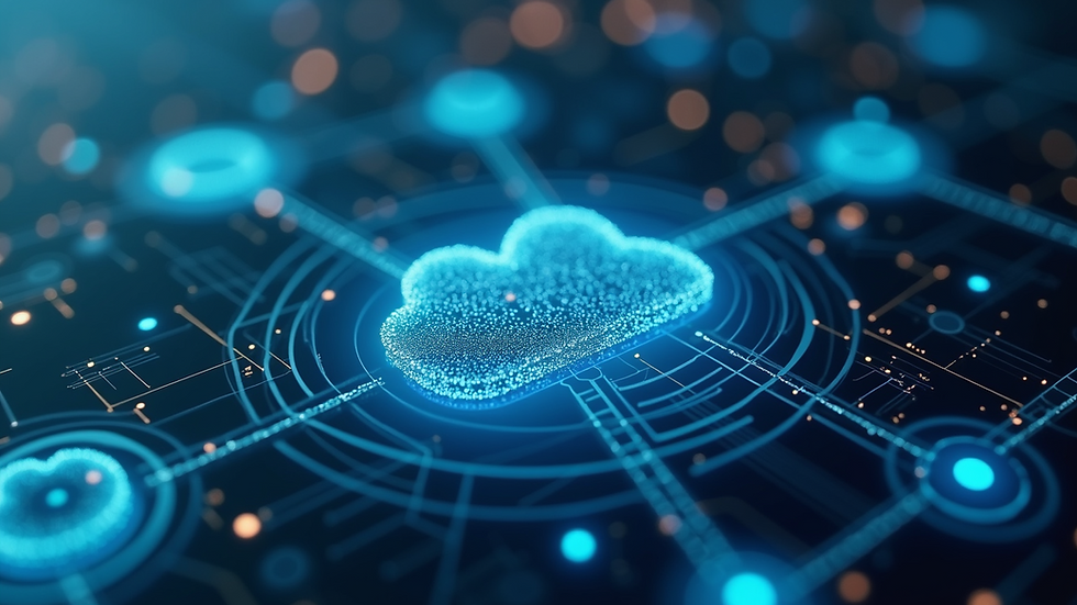 Close-up of a cloud computing network diagram