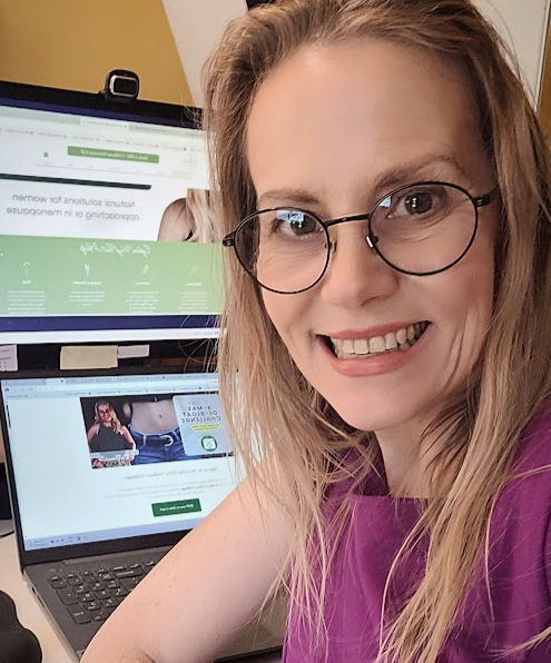 Eye-level view of a laptop showing a virtual health consultation