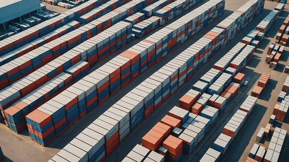 High angle view of an industrial warehouse stacked with goods