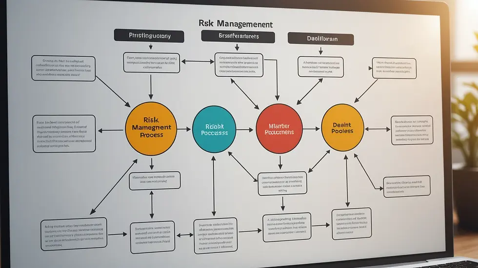 Eye-level view of a flowchart outlining risk management processes
