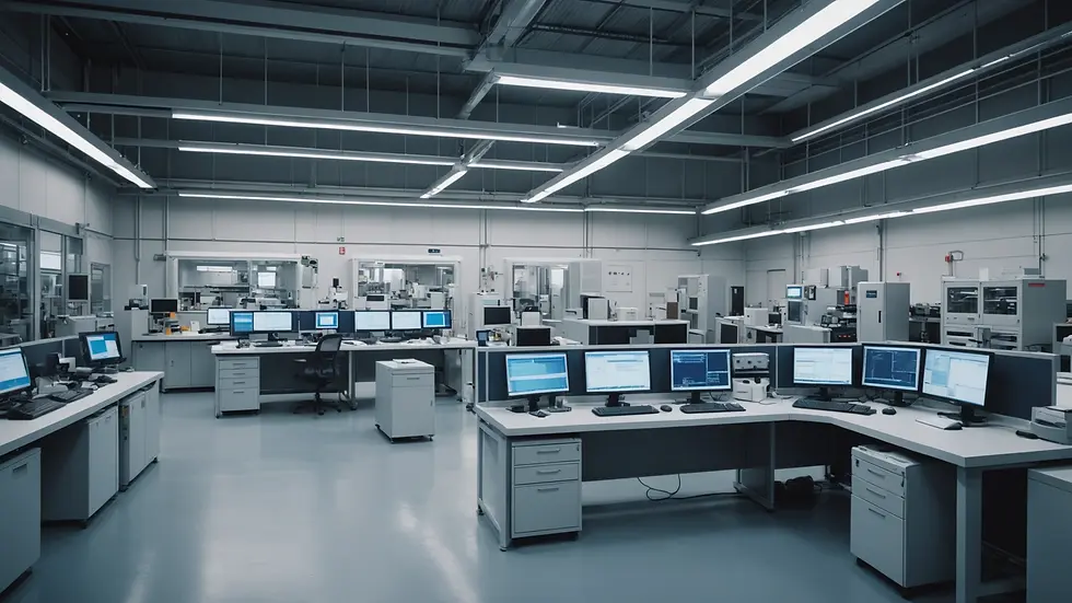 Eye-level view of a quality control station in a production facility