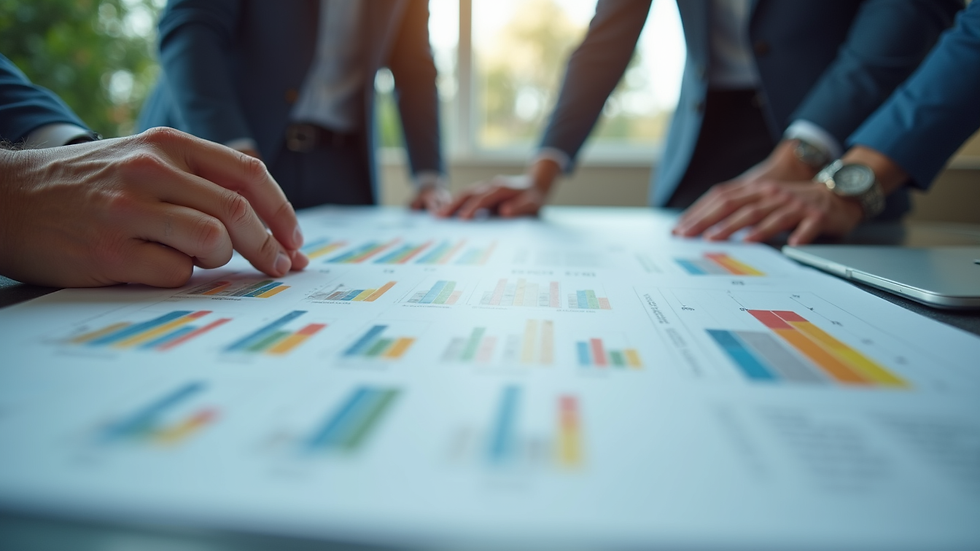 Close-up view of a team collaborating over process improvement charts