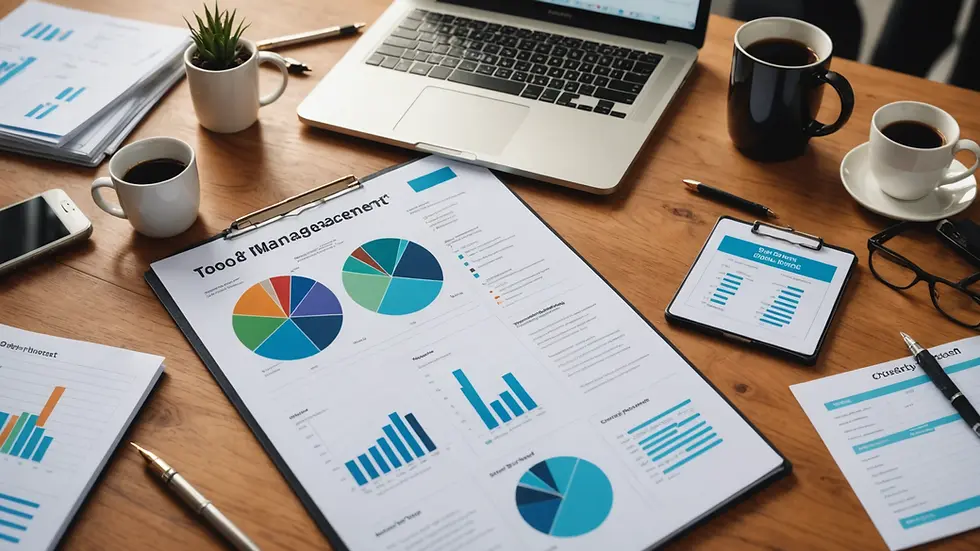 High angle view of a quality management toolset including charts and graphs