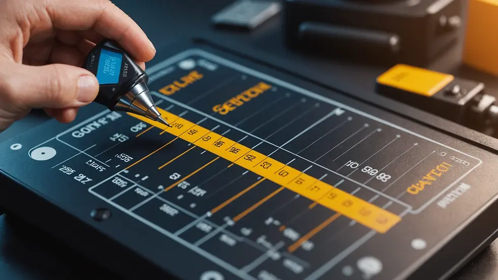 Close-up view of a quality control measurement tool