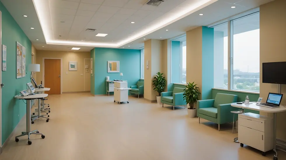 Eye-level view of a modern healthcare facility interior