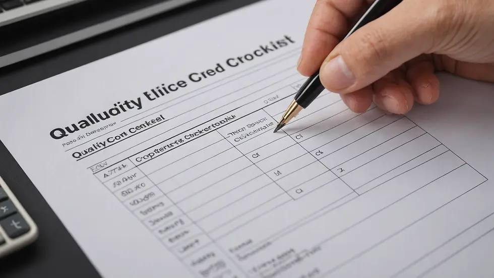 Close-up view of a quality control checklist in action