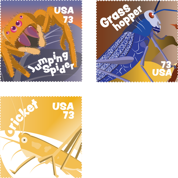 Jumping Insect Stamps
