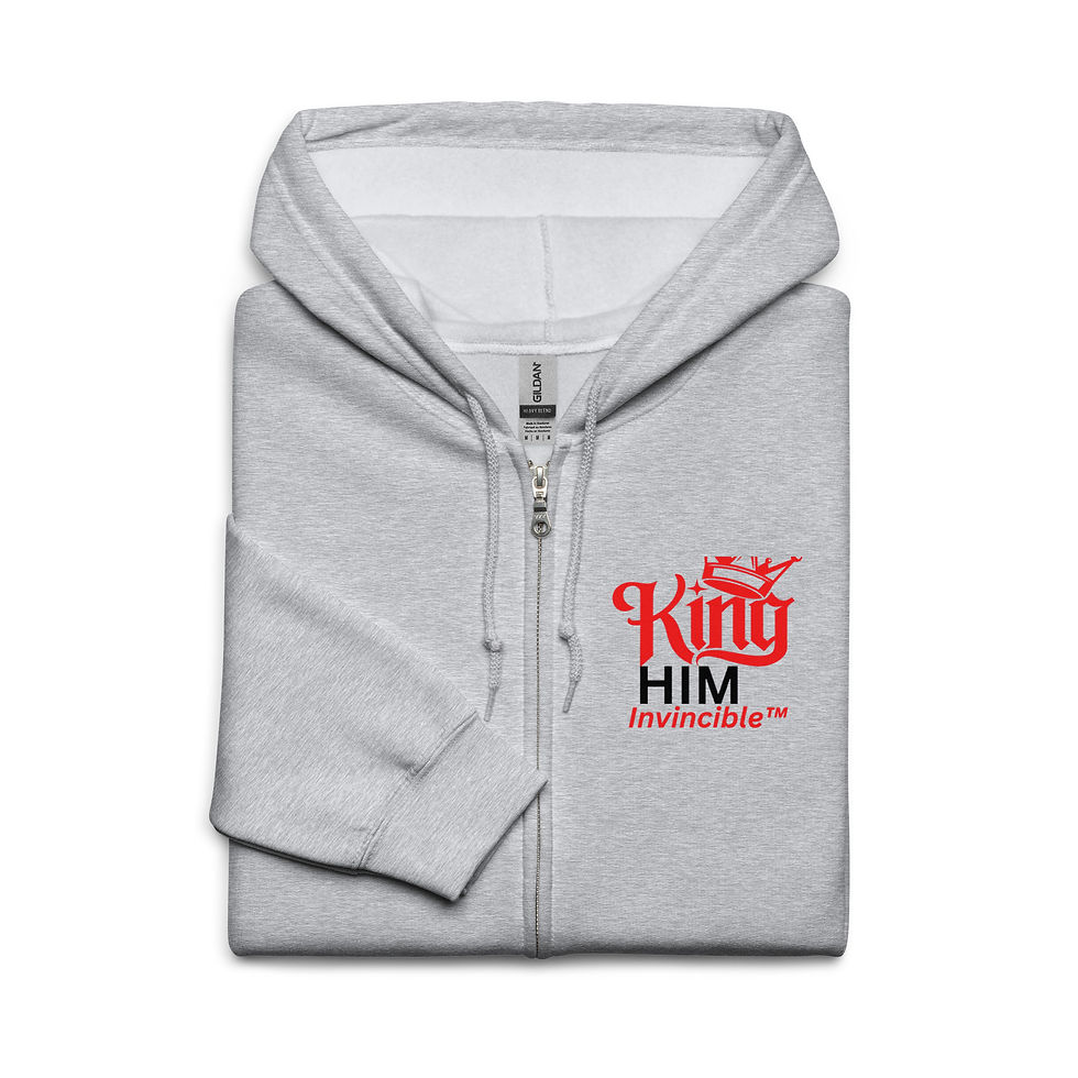 Thumbnail: Redeemed & One King Him Invincible Unisex heavy blend zip hoodie