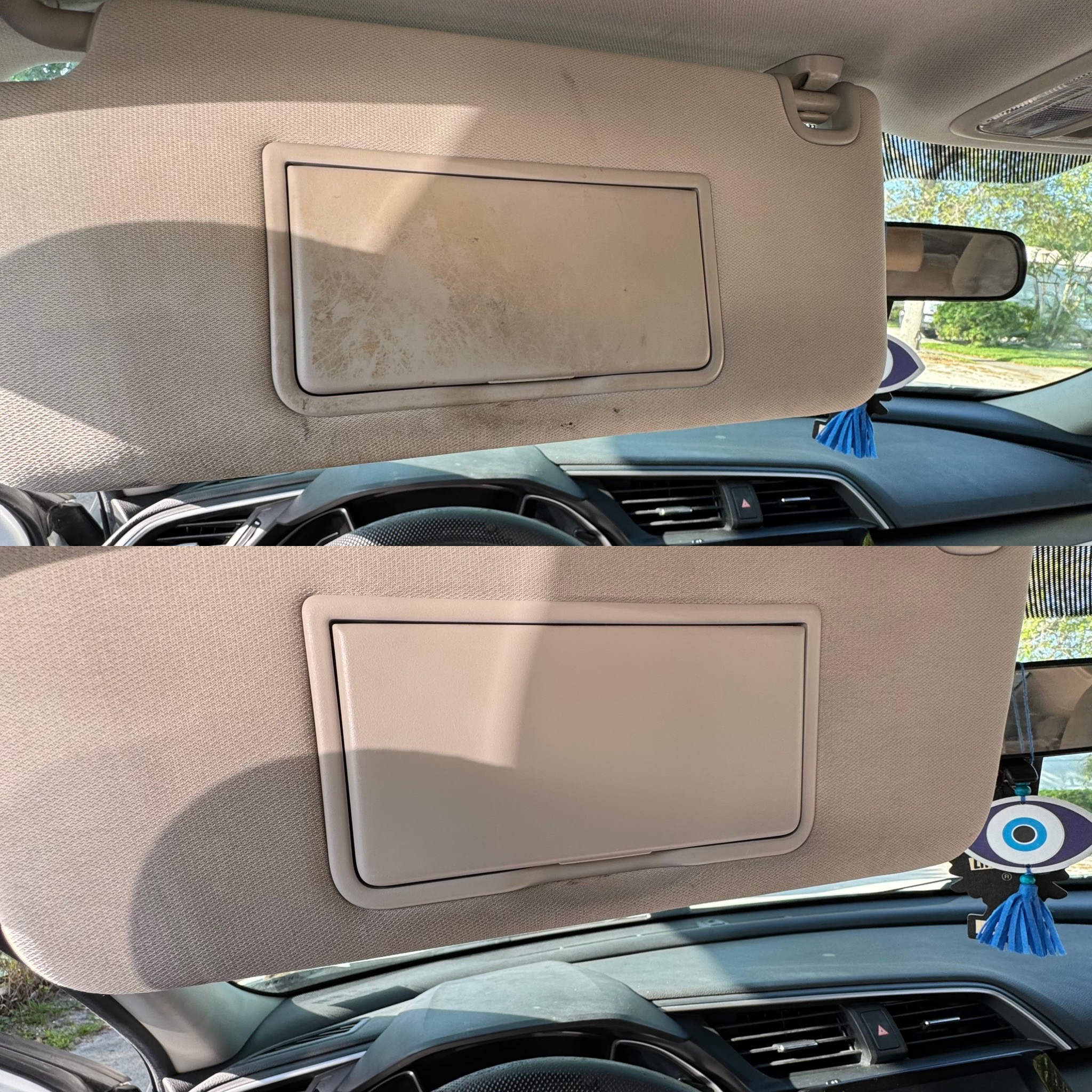 Sun visor before and after, Pompano Beach
