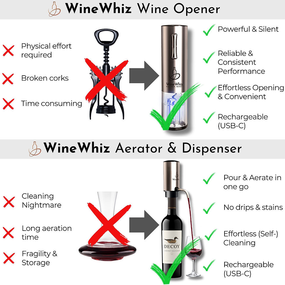 Why electric opener is better than manual; why electric aerator is better than dispenser or carafe