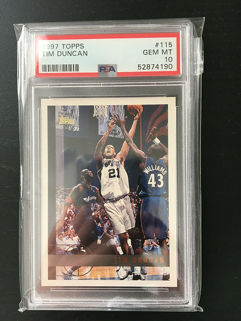 1997 Topps Tim Duncan Rookie Card #115 San Antonio Spurs PSA 10