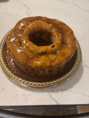 Apple Pecan Cake with Caramel Sauce