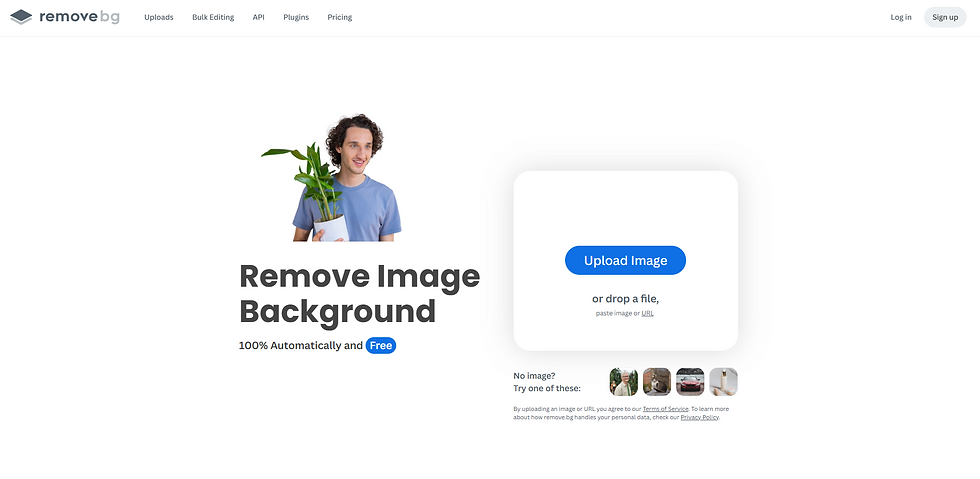 Page d'accueil du site RemoveBG