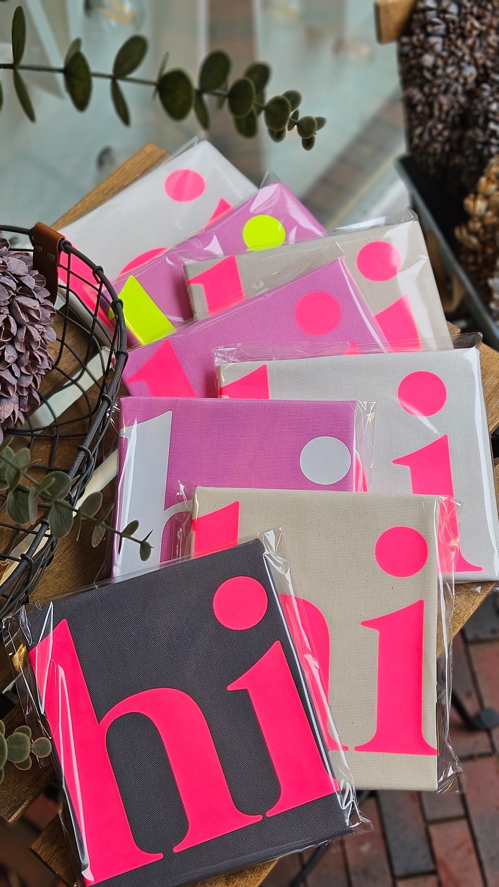 Miniaturbild: Kissen "hi" dunkelgrau/ dunkelgrün/ leinenoptik