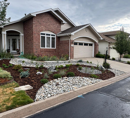 Sustainable xeriscape design and water-saving yard transformation by Serenity Spaces in Golden Colorado.