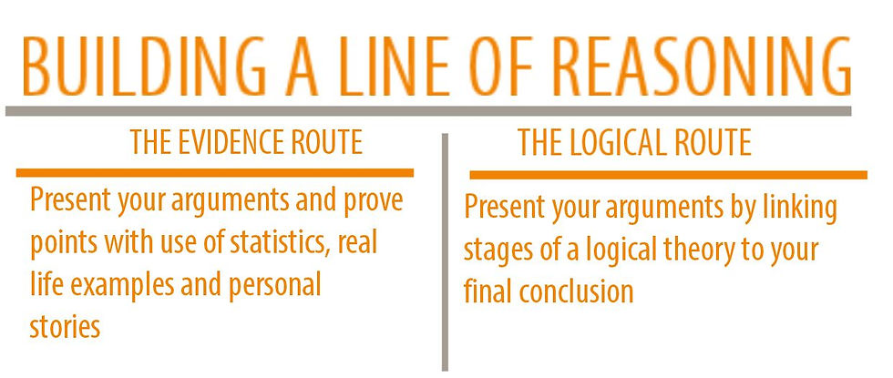 Important steps to building a line of reasoning depend on which route you choose