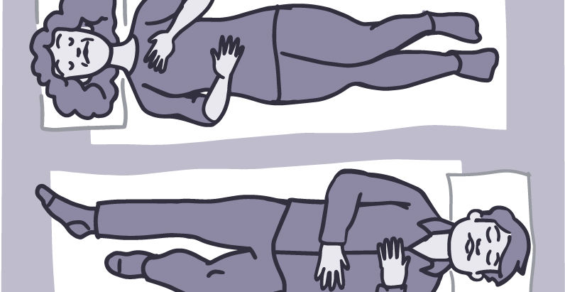 illustration of a man and women laying on the floor relaxing