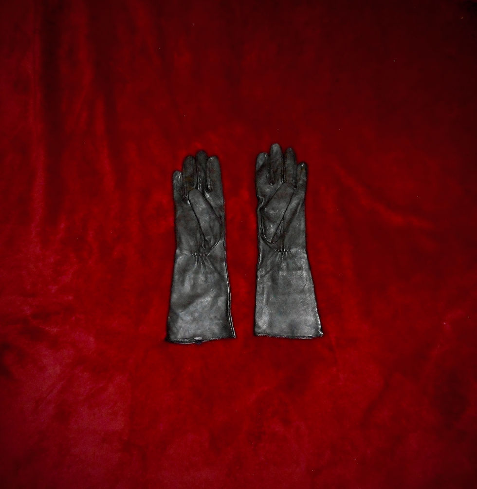 Thumbnail: F&F Ladies Black Long Real Leather Size Small Gloves