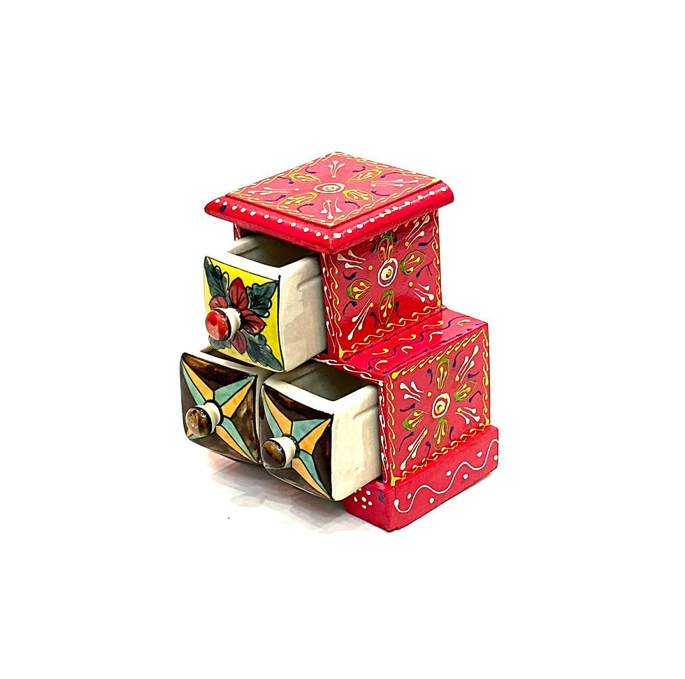 Thumbnail: Wooden and Ceramic Drawer Red