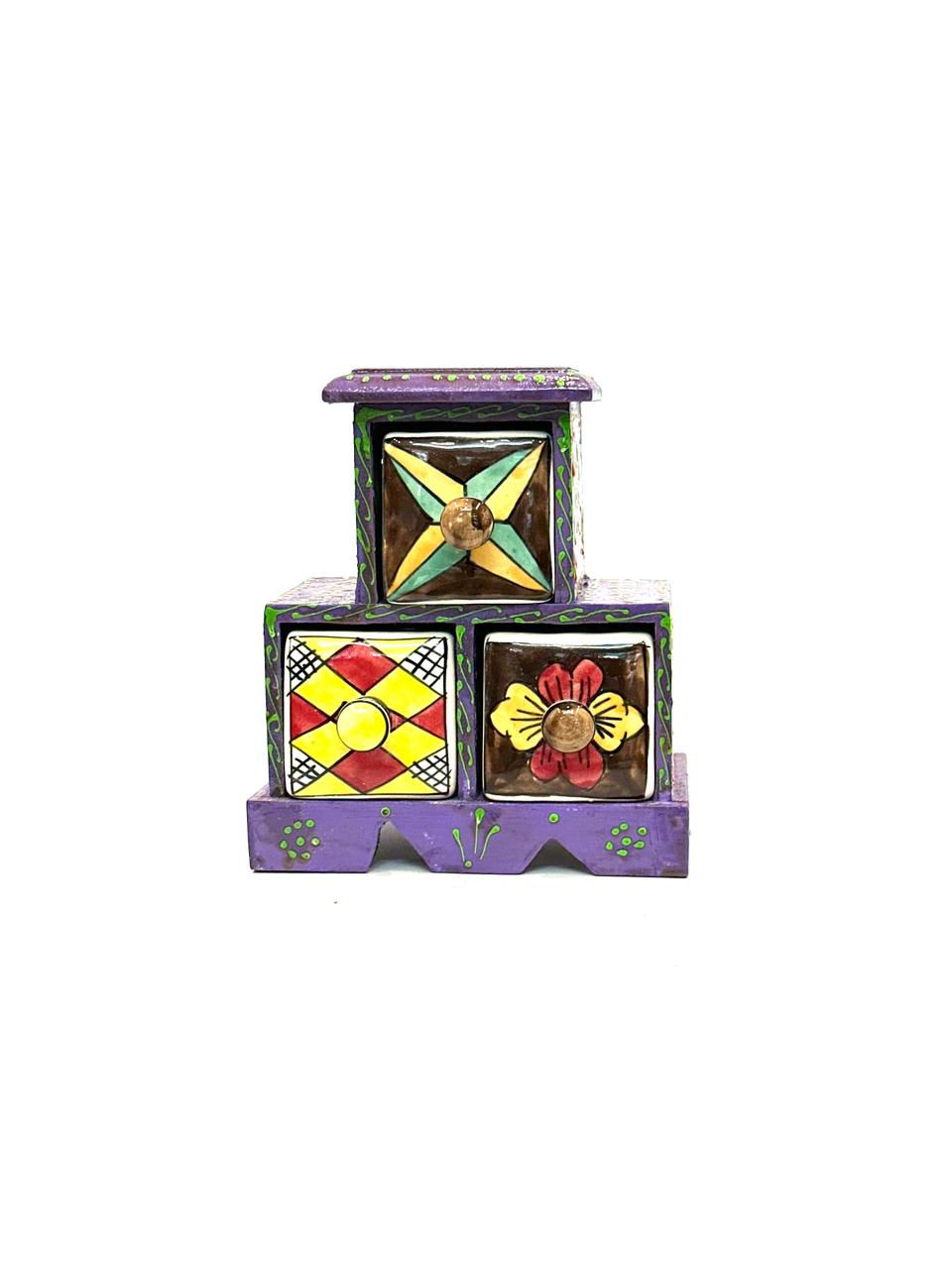 Thumbnail: Wooden and Ceramic Drawer Purple