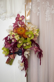 Orchid bouquet for a tropical beach wedding in Hawaii