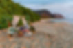 Proposal picnic tent setup on beach in oahu