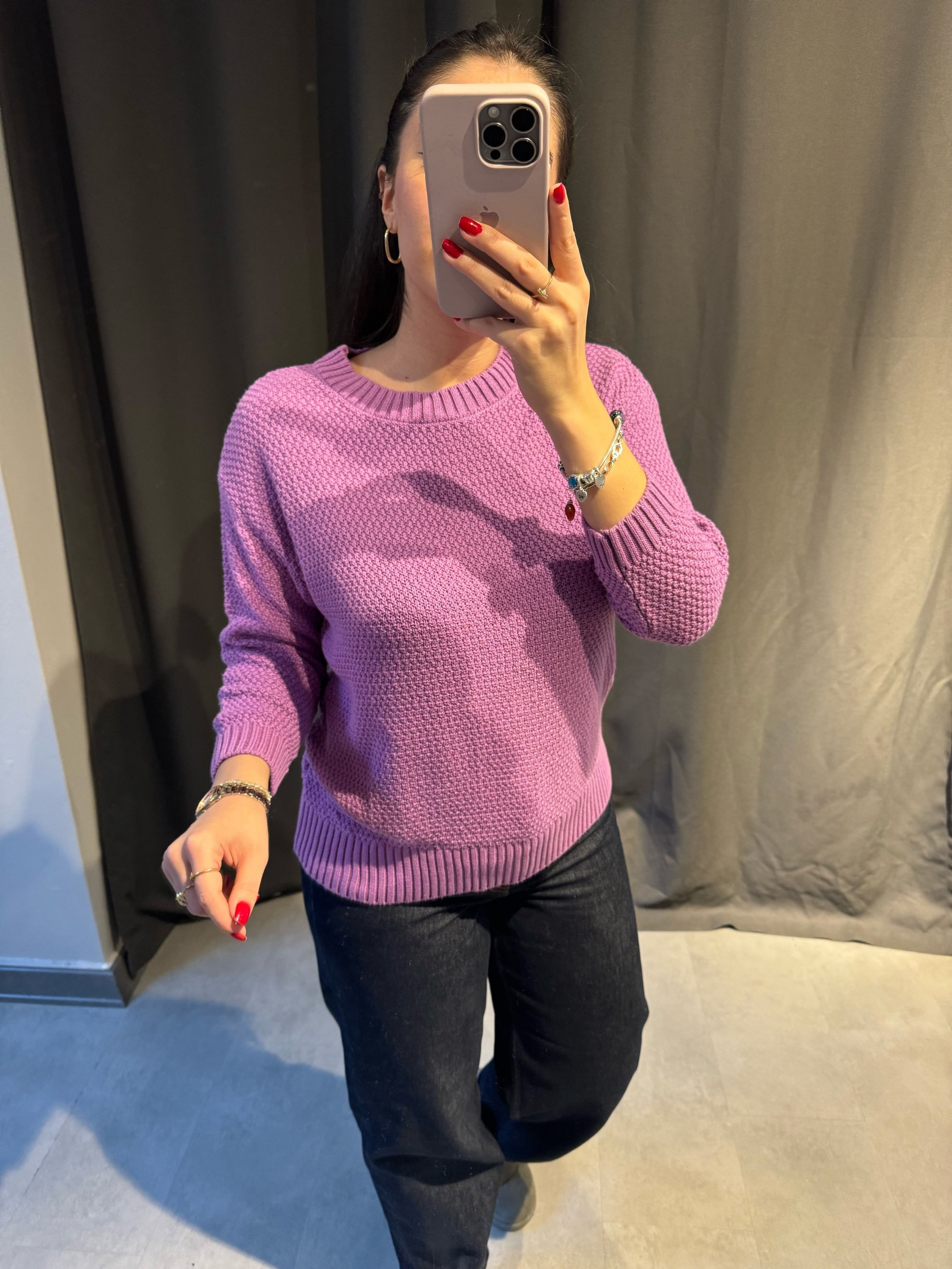 Eflatun Dokulu Örme Kazak