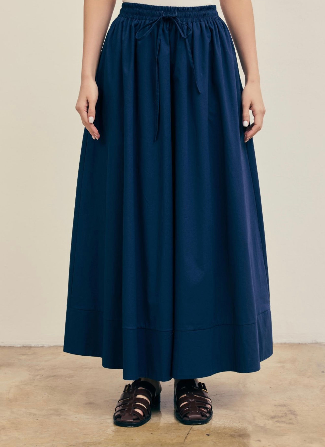 Lacivert poplin etek