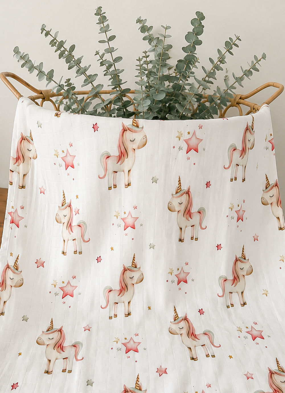 Couverture mousseline Licornes
