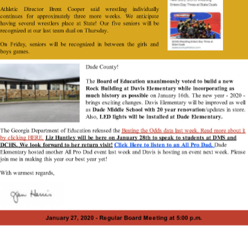 Superintendent's Message Jan. 20, 2020