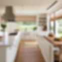 white farmhouse kitchen with big window kitchen that has motorized blinds.jpg
